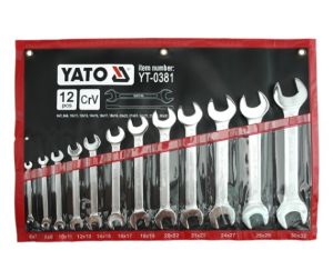 YATO KLUCZE PŁASKIE SATYNOWANE 12 elem. 6-32mm. ETUI  0381