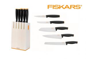 FISKARS ZESTAW 5 NOŻY W BIAŁYM BLOKU  FUNCTIONAL FORM