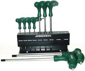 JONNESWAY KLUCZ TORX TYP \L\ KOMPLET  9cz. Z OTWOREM + WIESZAK  H10MT09S