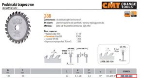 CMT PODCINAK TRAPEZOWY HM D=125 F=20 Z=24 K=3,1-4 LAMINAT, MDF