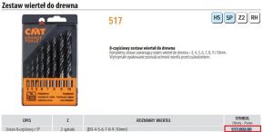 CMT WIERTŁA DO DREWNA KOMPLET 8szt. HS D=3-4-5-6-7-8-9-10 Z=2