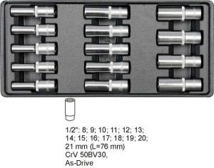 YATO WKŁADKA DO SZUFLADY NASADKI DŁUGIE 1/2\ 14 elem. 8-21mm 5539