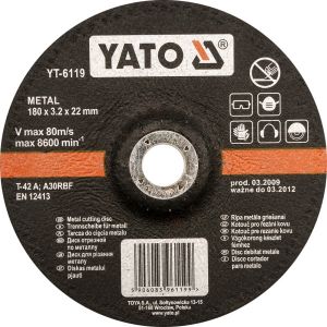 YATO TARCZA DO METALU WYPUKŁA 125x3,2x22mm   6117