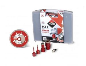 RUBI ZESTAW DO GRESU TARCZA TCR 115mm + KORONKI M14 2x6mm, 20mm, 35mm + ADAPTER, DO PRACY NA SUCHO