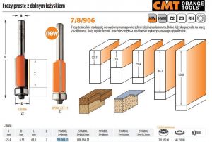 CMT FREZ PROSTY HM I=25,4 D=6,35 S=6 DOLNE ŁOŻYSKO