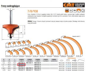 CMT FREZ ZAOKRĄGLAJĄCY Z ŁOŻYSKIEM HM R= 2 D=16,7 I=12,7 S=6