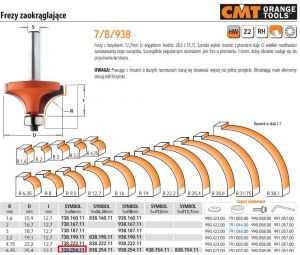 CMT FREZ ZAOKRĄGLAJĄCY Z ŁOŻYSKIEM HM R= 6,35 D=25,4 I=12,7 S=6...