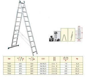ALOSS DRABINA UNIWERSALNA ALUMINIOWA 2x11 STOPNI 5,13m