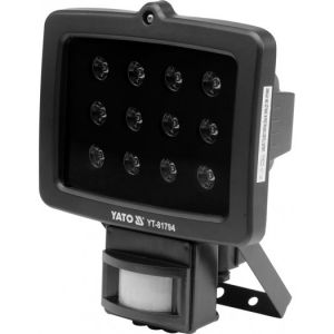 YATO REFLEKTOR DIODOWY 12W 12 LED CZUJNIK RUCHU 81794