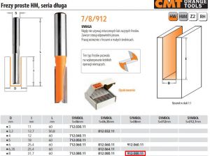 CMT FREZ PROSTY DŁUGI HM D= 8 I=31,7 L=60 S=8
