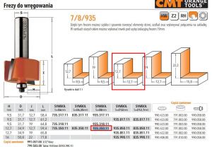 CMT FREZ Z ŁOŻYSKIEM DO WRĘG I PROFILI ZŁĄCZENIOWYCH HM H=12,7 D=34,9 I=12,7 S=8