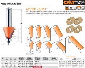 CMT FREZ DO UKOSOWANIA Z ŁOŻYSKIEM HM A=45 D=45 I=18 S=8