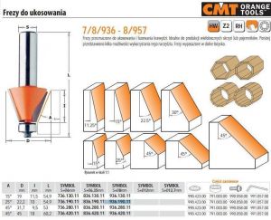 CMT FREZ DO UKOSOWANIA Z ŁOŻYSKIEM HM A=25 D=22,2 I=10 S=8