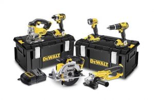 DEWALT ZESTAW COMBO 18V WKRĘTARKA+ ZAKĘTARKA+WYRZYNARKA+PILARKA+SZLIFIERKA KĄTOWA+LAMPA, 3 x 4,0 Ah