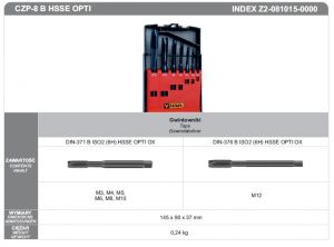FANAR ZESTAW GWINTOWNIKÓW MSZYNOWYCH M3-M12 CZP-8 B HSSE OPTI