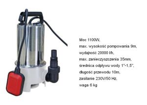 NAC POMPA DO WODY BRUDNEJ 1100W 20000 l/h INOX SPE110HI-N