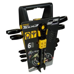 STANLEY KLUCZE PŁASKO-OCZKOWE ŁAMANE KOMPLET 6 elem. TECH3  /8, 10, 12, 13, 17, 19mm/