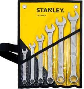 STANLEY KLUCZE PŁASKO-OCZKOWE KOMPLET 6 elem. 10, 12, 14, 17, 19, 21 mm