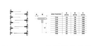YATO KLUCZE TRZPIENIOWE TORX Z RĘKOJEŚCIĄ 9 elem. T10-T50, Z OTWOREM